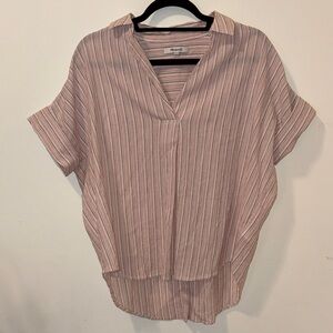 Madewell Blush and White Striped Blouse